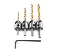 Walfront Fraise à Chanfreiner Foret Bois avec Fraise 5 Flûtes Foret Conique avec Clé Hex Outil Chanfreinage pour Travail du bois(4pcs, 3-6mm)