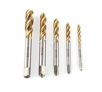 Walfront Jeu de 5pcs Tarauds à Goujure Hélicoïdale Assortiment M3, M4, M5, M6, M8 en Acier HSS Revêtement Titane Outil de Taraudage pour Filet Rapporté