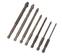 Walfront Jeu de Forets à Maçonnerie, 7 Pièces, Pointe en Carbure de 3 à 12mm, Tige Hexagonale pour Béton, Ciment, Carreaux de Verre, Brique, Bois, Plastique avec Revêtement Ti, Robuste