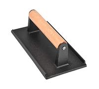 Walfront Presse à Steak en Fonte avec Manche en Bois Presse à Bacon 8,1 X 4,1 Po Poids Lourd pour Une Cuisson Plus Rapide des Hamburgers et des Steaks au Bacon Plat à la Maison ou au Restaurant