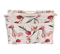 Walfront Sac à Tricoter Organisateur de Fil Stockage d'Aiguilles en Tissu Dessiné 42 * 30 * 11CM (Fleur - Rouge)