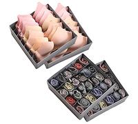 Walfront Séparateurs de Tiroir à Chaussettes, Boîtes de Rangement Pliables pour Sous-Vêtements pour Mouchoirs, Cravates, Ceintures, Tissu Oxford Durable, Boîtes à 4 Compartiments pour
