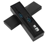Walfront Stylo à Tremper en Verre de Cristal Fait à la Main, élégant Stylo de Signature en Forme de Fleur, Pointe Filetée de 18,5 Cm avec Encre et Porte- pour la Calligraphie, l'écriture (bleu clair)