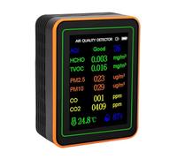 Walfront Testeur de qualité de L’air 12 en 1 CO2 PM2.5 Détecteur écran | Boîtier en ABS, Intérieure, Écran TFT, Batterie Rechargeable 1200 MAh, Détection de CO2, Mesureur de qualité de L’air