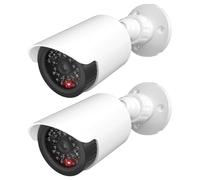 WALI Lot de 2 fausses caméras dôme factices pour intérieur et extérieur avec une lumière LED (TC-W2), blanc