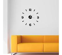 wall clock frameless, Meless Horloge Murale Noir, Grande Horloge De Marche, Horloge Murale Fonctionnelle, Dia Noir Horloge Murale 3D Horloge Murale Autocollant 1 Mm Acrylique Miroir Montre Décor DIY (