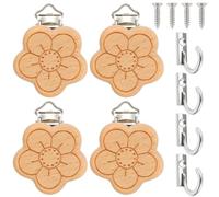Wall Quilt Hanger - Wooden Floral Design Rug Clamps With Metal Hooks | Blanket Hangers Walls for Plaster Cement Drywall Poster Picture Classroom Office Kitchen Apartment