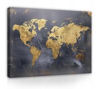 WallArena images imprimées sur toile, Carte du monde, | Carte du monde, impression sur toile, image sur toile, dimensions : 100 x 75 cm (L x H) - une seule pièce sur toile.