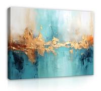 WallArena - Impression sur toile - Abstrait - 120x80 cm - Tableau decoration murale - Tableau mural XXL grand format pour salon, chambre à coucher - Impression artistique - Aquarelle bleue