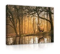 WallArena - Impression sur toile - Forêt - 120x80 cm - Tableau decoration murale - Tableau mural XXL grand format pour salon, chambre à coucher - Impression artistique - Paysage Nature