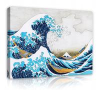 WallArena - Impression sur toile - La grande vague - 100x70 cm - Tableau decoration murale - Tableau mural XXL grand format pour salon, chambre à coucher - Impression artistique - Japon
