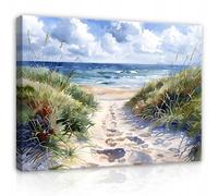WallArena - Impression sur toile - Mer Plage - 100x70 cm - Tableau decoration murale - Tableau mural XXL grand format pour salon, chambre à coucher - Impression artistique - Paysage
