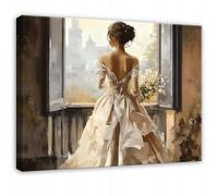 WallArena - Impression sur toile - Mme - 120x80 cm - Tableau decoration murale - Tableau mural XXL grand format pour salon, chambre à coucher - Impression artistique - Glamour Beige