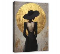 WallArena - Impression sur toile - Mme - 40x60 cm - Tableau decoration murale - Tableau mural XXL grand format pour salon, chambre à coucher - Impression artistique - Or Glamour