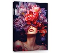 WallArena - Impression sur toile - Mme - 70x100 cm - Tableau decoration murale - Tableau mural XXL grand format pour salon, chambre à coucher - Impression artistique - Fleurs abstraites