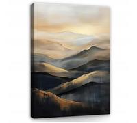 WallArena - Impression sur toile - Montagnes - 40x60 cm - Tableau decoration murale - Tableau mural XXL grand format pour salon, chambre à coucher - Impression artistique - Paysage or