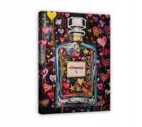 WallArena - Impression sur toile - Parfum - 70x100 cm - Tableau decoration murale - Tableau mural XXL grand format pour salon, chambre à coucher - Impression artistique - Cœur de street art
