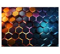 WallArena - Papier peint en non tissé pour chambre d'enfant 400x280 cm Garçon Gaming Hexagone - Papiers peints photo, papiers peints pour enfants, papier peint pour chambre d'enfant - Papier peint en