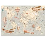 WallArena Papier peint intissé Carte du monde enfants filles 152 x 104 cm | pour chambres d'enfants, papier peint intissé de qualité supérieure, papier peint photo pour enfants, papier peint pour