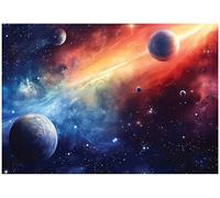 WallArena - Papier peint panoramique intissé cosmos 350x250 cm - Papier peint photo non tissé - Pour salon et chambre à coucher - Effet 3D - Avec colle - Planètes Galaxie Espace