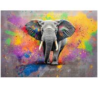 WallArena - Papier peint panoramique intissé éléphant 300x210 cm - Papier peint photo non tissé - Pour salon et chambre à coucher - Effet 3D - Avec colle - Animaux, Animal, Afrique, Coloré