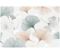 WallArena - Papier peint panoramique intissé Fleurs 300x210 cm - Papier peint photo non tissé - Pour salon et chambre à coucher - Effet 3D - Avec colle - Bohème blanc naturel