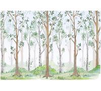 WallArena - Papier peint panoramique intissé für Mädchen und Jungen paysage forestier 350x250 cm - Papier peint photo non tissé - Pour salon et chambre à coucher - Effet 3D - blanc de bouleau naturel