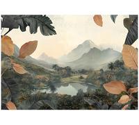 WallArena - Papier peint panoramique intissé Paysage, montagnes, montagnes 200x140 cm - Papier peint photo non tissé - Pour salon et chambre à coucher - Effet 3D - Avec colle - Brouillard naturel