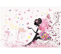 Papier Peint Enfant Fée Papillons Intissé Panoramique 350x250 cm - Colle Inclus - Chambre Enfant - Moderne Papier Peint