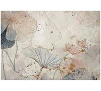 Papier Peint Intissé Panoramique Fleurs Beige Abstrait 400x280 cm Tapisserie Chambre Salon Photo Non Tissé Muraux Trompe l'oeil
