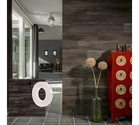 WallArt Lame PVC Adhésive Murale + Ruban autocollant | 15 planches : 2,09 m² de Lambris Mural Effet Bois chêne noir | Mur Imitation Bois Revêtement Mural Vinyle Bois