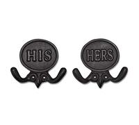 Wallcharmers Lot de 2 crochets pour serviettes de salle de bain, Mr & Mrs. Farmhouse et rustiques pour serviettes, bronze