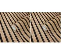WALLCOVER Papier peint aspect bois, marron, panneaux acoustiques, effet 3D, panneaux en bois scandinave, aspect naturel, moderne, 10,05 x 0,53 m, fabriqué en Allemagne (Lot de 2)