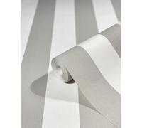 WALLCOVER Papier peint intissé gris argenté à rayures, style maison de campagne, lignes modernes, structure fine, 10,05 x 0,53 m, fabriqué en Allemagne