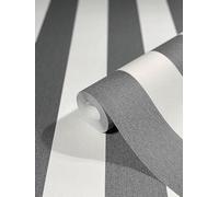 WALLCOVER Papier peint intissé noir à rayures style maison de campagne avec lignes modernes - Structure fine - 10,05 x 0,53 m - Fabriqué en Allemagne