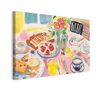 Wallero Tableau sur toile Petit-déjeuner Pictural au Table - Déco murale moderne & impression artistique | Tableau pour salon chambre cuisine entrée 120x80