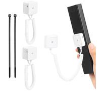 WALLFID Pack de 2 Supports de télécommande magnétiques avec Cordes à Ressort - Maintien sécurisé pour télécommandes et Petits Objets, Montage Mural avec adhésif, Anti-Perte (Blanc,Lot de 2)