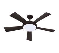 Farelek WALLIS Ventilateur de Plafond 132 cm avec Plafonnier LED - Noir, 5 Pales, 9+2 Vitesses, Rotation Réversible, 38W, Télécommande