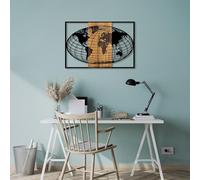 Wallity Accessoire mural en bois élégant et décoratif, noir et noyer, 87 x 3 x 58 cm, 50% bois (3 cm) et 50% métal (1,5 mm), design unique pour une décoration d'intérieur élégante