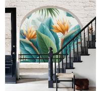 Wallpaper Papier Peint Panoramique Fleurs tropicales et plantes Oiseau de paradis à feuilles de palmier Poster Geant Mural Vue Rurale Tapisserie Peinture Murale Papier Peint 3D Fresque Salon Chambre