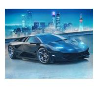 WALLTASTIC Papier peint Voiture de course noire et gratte-ciels - Walltastic 305x244 cm Noir