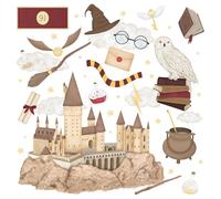 Wally Fox Stickers Muraux Enfants - Autocollants Décoratifs - Non Toxique, Sûr, de Haute Qualité - Déco Chambre Enfant - Set -Chouette, Magie, Sorcellerie, Sorciers - Marron, Rouge, Jaune - 62,5x125cm