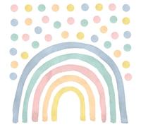 Wally Fox Stickers Muraux Enfants - Autocollants Décoratifs - Non Toxique, Sûr, de Haute Qualité - Déco Chambre Enfant - Set - Arc-en-ciel pastel L+50 pcs de points/pois