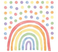 Wally Fox Stickers Muraux Enfants - Autocollants Décoratifs - Non Toxique, Sûr, de Haute Qualité - Déco Chambre Enfant - Set - Arc-en-ciel coloré classique M+60 pièces de points/pois