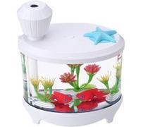 Walmeck Humidificateur d'air à ultrasons pour le nouveau réservoir de poissons LED Night Light Aquarium Petit Cylindre Purificateur d’air Brumisateur Lampe Haute capacité Pulvérisation USB Mini Filtre