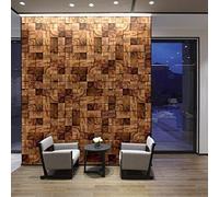Walplus 360 x 180 cm Stickers muraux carrés en bois amovible Art Decal Wall Decal Decal Home Decor DIY Salon Chambre Bureau Décor Papier peint chambre d'enfant Cadeau Brun