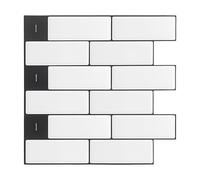 WALPLUS 3D Credence Adhesive Pour Cuisine 30.5x30.5cm Dalle PVC Adhesive Murale Résistant à la Chaleur et à L'eau Carreaux Adhesif Cuisine 3D Amovible Carrelage Adhesif Mural Blanc Brillant 6pcs