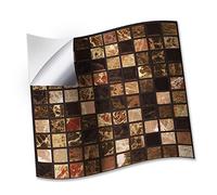 WALPLUS Lot de 24 autocollants muraux en mosaïque marbrée pour cuisine, salle de bain - 15 cm