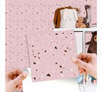 WALPLUS Lot de 24 autocollants muraux en terre cuite rose métallisé argenté pour carrelage de cuisine, salle de bain, transfert, dosseret 15 cm