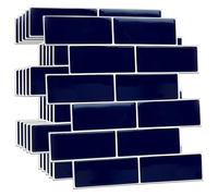 WALPLUS Lot de 6 Pièces 3D Credence Adhesive pour Cuisine 30.5x30.5 cm Amovible Carrelage Adhesif Mural Cuisine Bleu Foncé Stickers Muraux Cuisine Carrelage Salle de Bain